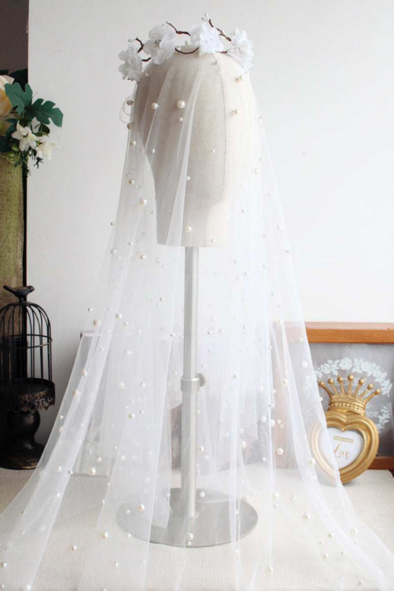 Load image into Gallery viewer, Wedding Two Tier Pearl Bridal Veils