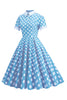 Load image into Gallery viewer, Hepburn Style Polka Dots Vintage Dress with Short Sleeves