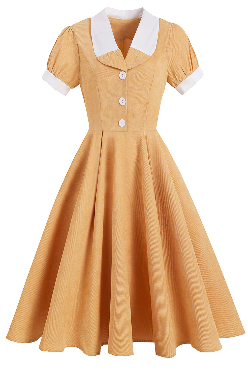 Yellow Vintage Solid 1950s Dress