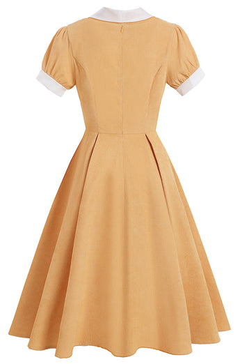 Yellow Vintage Solid 1950s Dress
