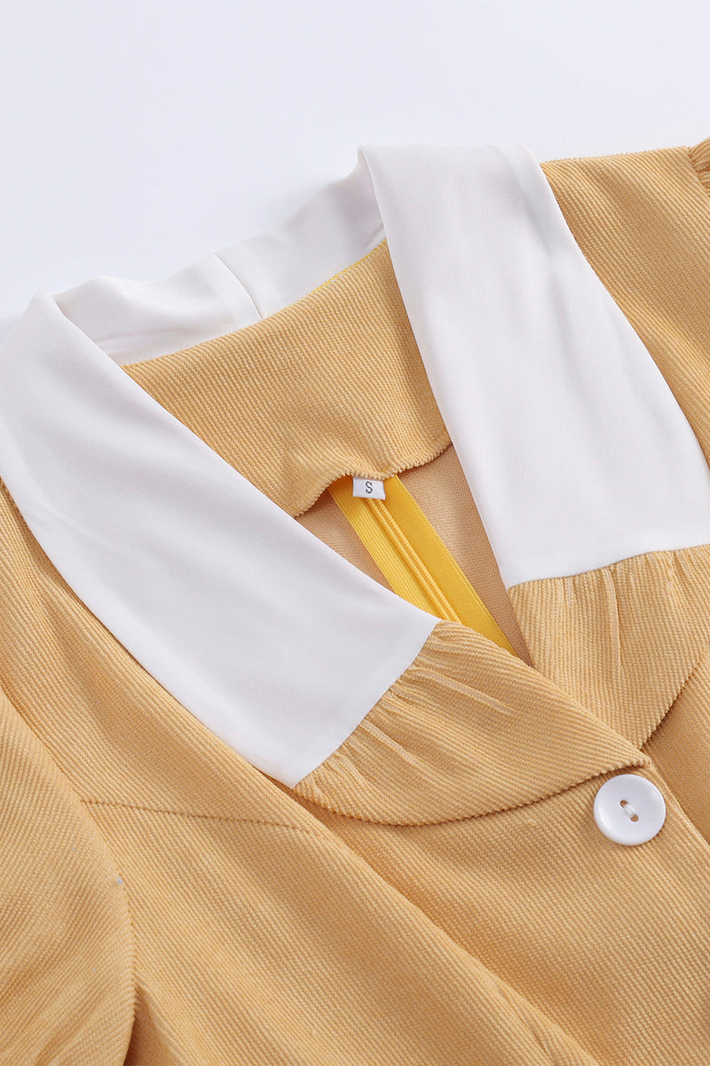 Load image into Gallery viewer, Yellow Vintage Solid 1950s Dress