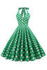 Load image into Gallery viewer, Green Halter Polka Dots 1950s Dress
