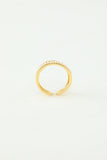 Golden Zircon Ring with Pearl