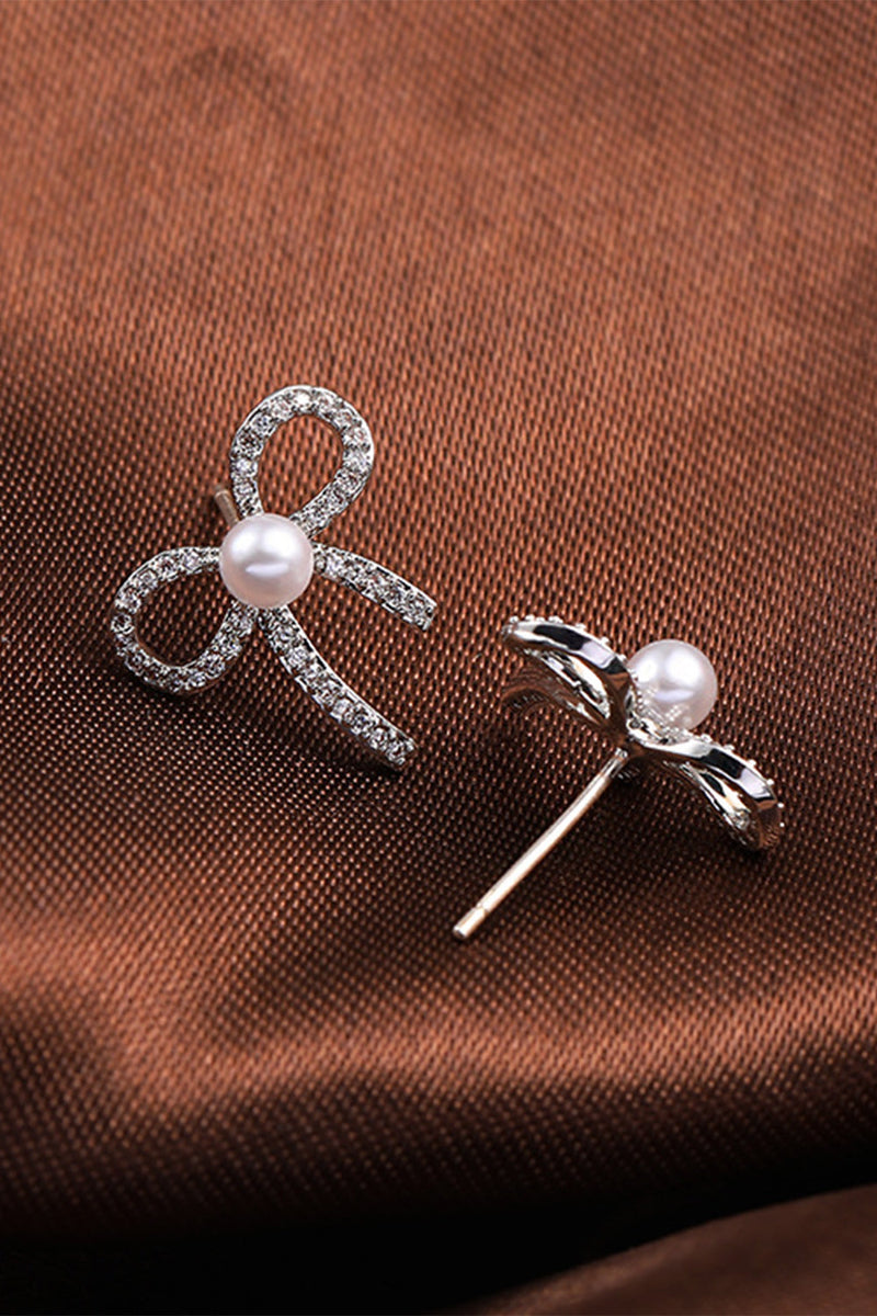 Load image into Gallery viewer, Beading Bows Pearl Earring