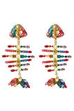 Colorful Beaded Fishbone Earrings