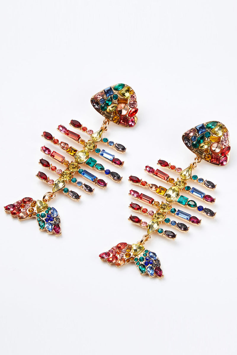 Load image into Gallery viewer, Colorful Beaded Fishbone Earrings