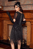 Luxurious Sequined Beaded Fringe 1920s Dress