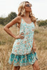 Load image into Gallery viewer, Green Flower Print Summer Boho Dress