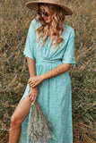 Green Print Summer Boho Dress