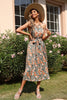 Load image into Gallery viewer, Halter Floral Print Green Summer Dress