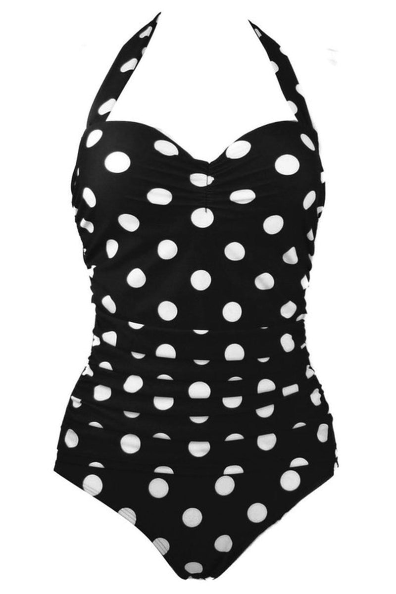 Load image into Gallery viewer, Plus Size Black White Polka Dots Swimwear