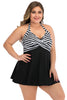 Load image into Gallery viewer, Plus Size Black and White Striped Swimwear