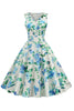 Load image into Gallery viewer, Light Blue V Neck 1950s Vintage Dress