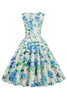 Load image into Gallery viewer, V Neck Light Blue 1950s Vintage Dress