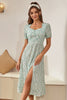 Load image into Gallery viewer, Floral Light Green Vintage Summer Dress with Sleeves