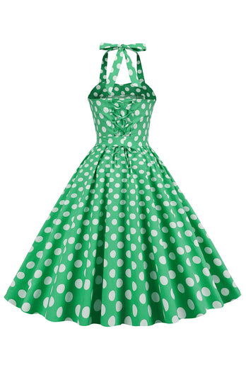 Green Polka Dots 1950s Pin Up Dress