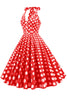 Load image into Gallery viewer, Red Button Polka Dots 1950s Pin Up Dress