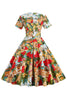 Load image into Gallery viewer, Yellow and Green Floral Vintage 1950s Dress with Sleeves