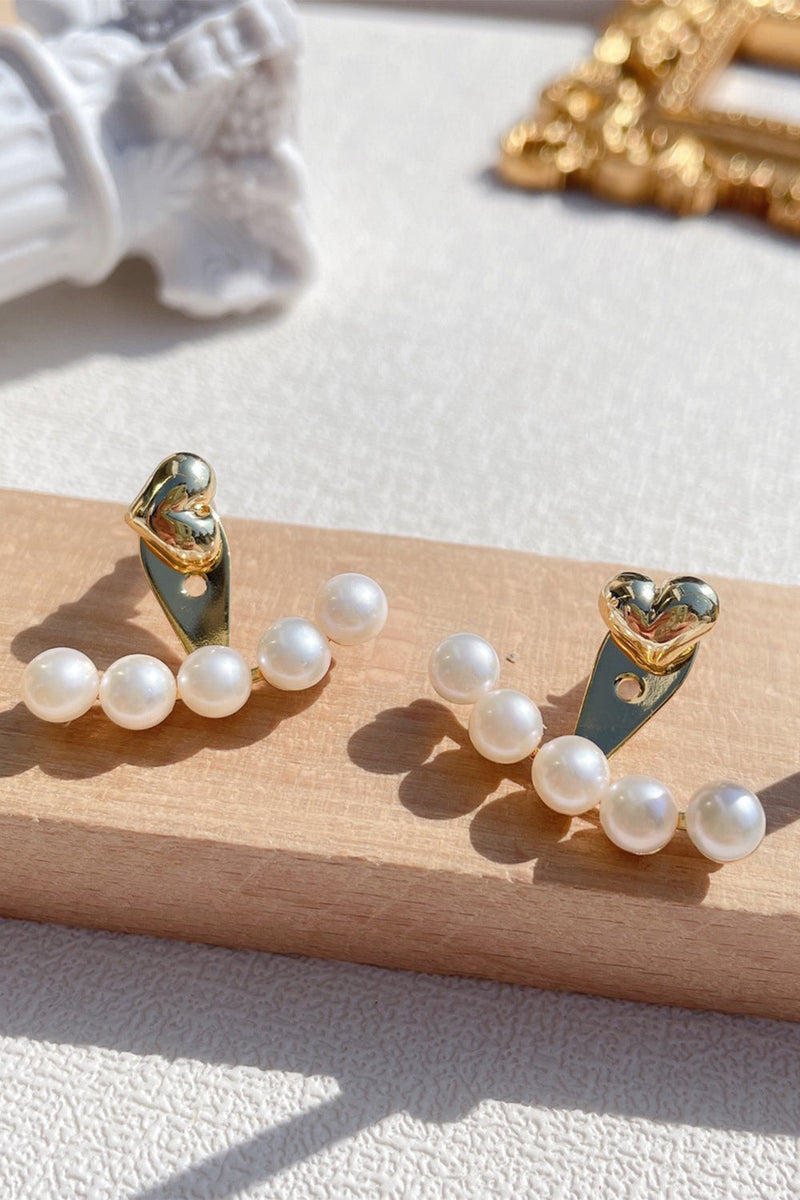 Load image into Gallery viewer, Natural Freshwater Pearls Heart Earrings