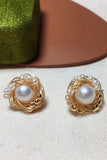 Natural Pearls Metal Earrings