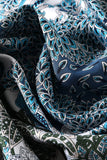 Blue Leaves Printed Square Scarf