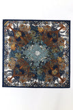 Blue Leaves Printed Square Scarf