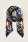 Blue Leaves Printed Square Scarf