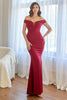 Load image into Gallery viewer, Burgundy Off the Shoulder Mermaid Prom Dress