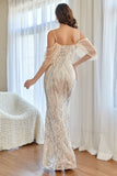 Glitter Mermaid Apricot Sequins Prom Dress