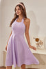 Load image into Gallery viewer, Halter Lavender Plaid Vintage Dress