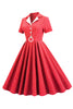 Load image into Gallery viewer, Vintage V Neck Blue Plaid 1950s Dress