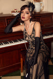 Red Sequins Spaghetti Straps Long 1920s Dress