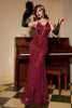 Load image into Gallery viewer, Red Sequins Spaghetti Straps Long 1920s Dress