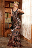 Mermaid Dark Red Sequined 1920s Formal Dress