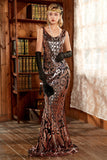 Mermaid Dark Red Sequined 1920s Formal Dress