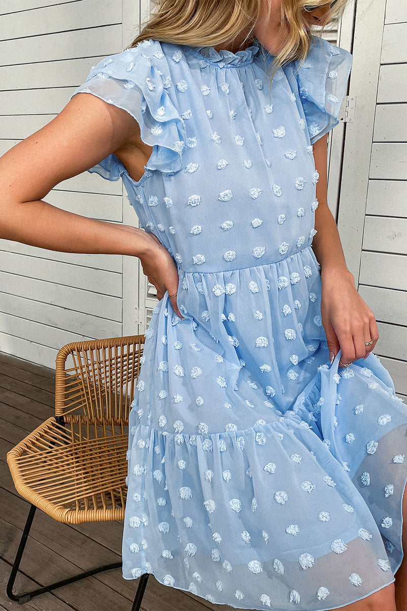 Load image into Gallery viewer, Blue Loose Jacquard Summer Dress