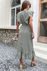 Load image into Gallery viewer, V Neck High Waist Green Summer Dress