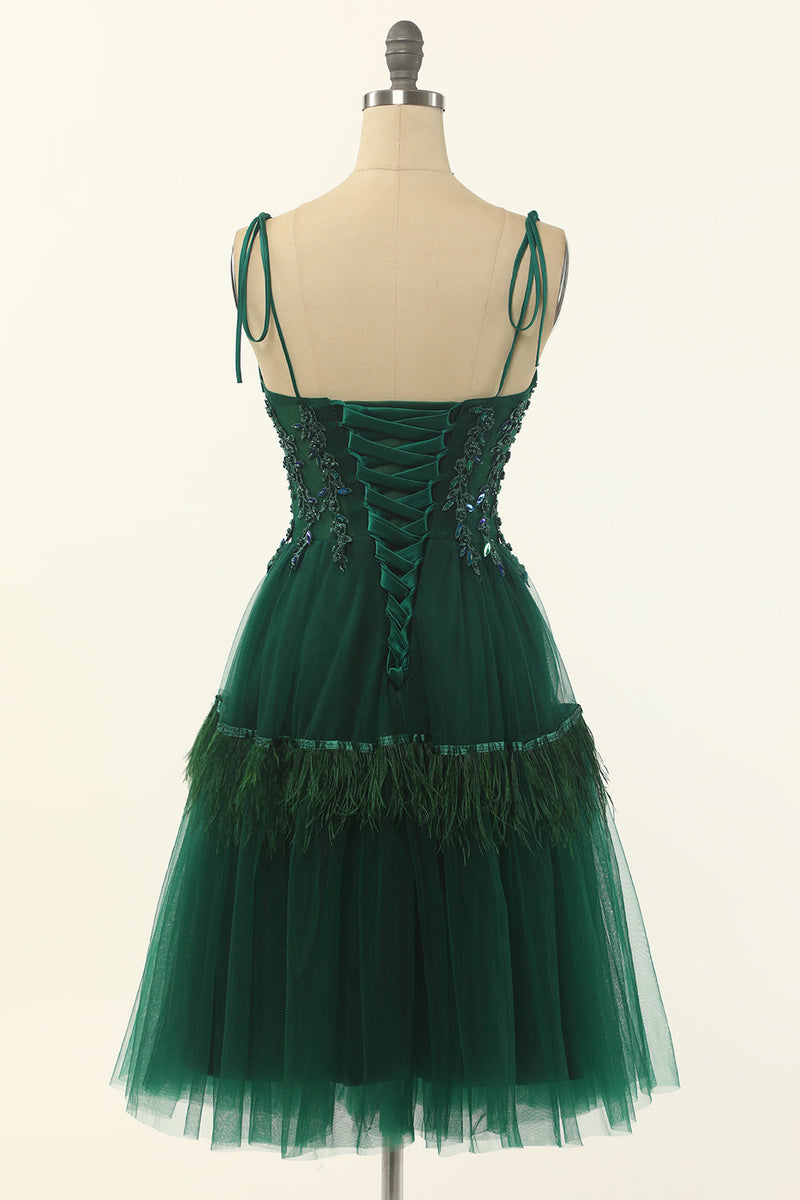 Load image into Gallery viewer, Green Beading Tulle Graduation Dress
