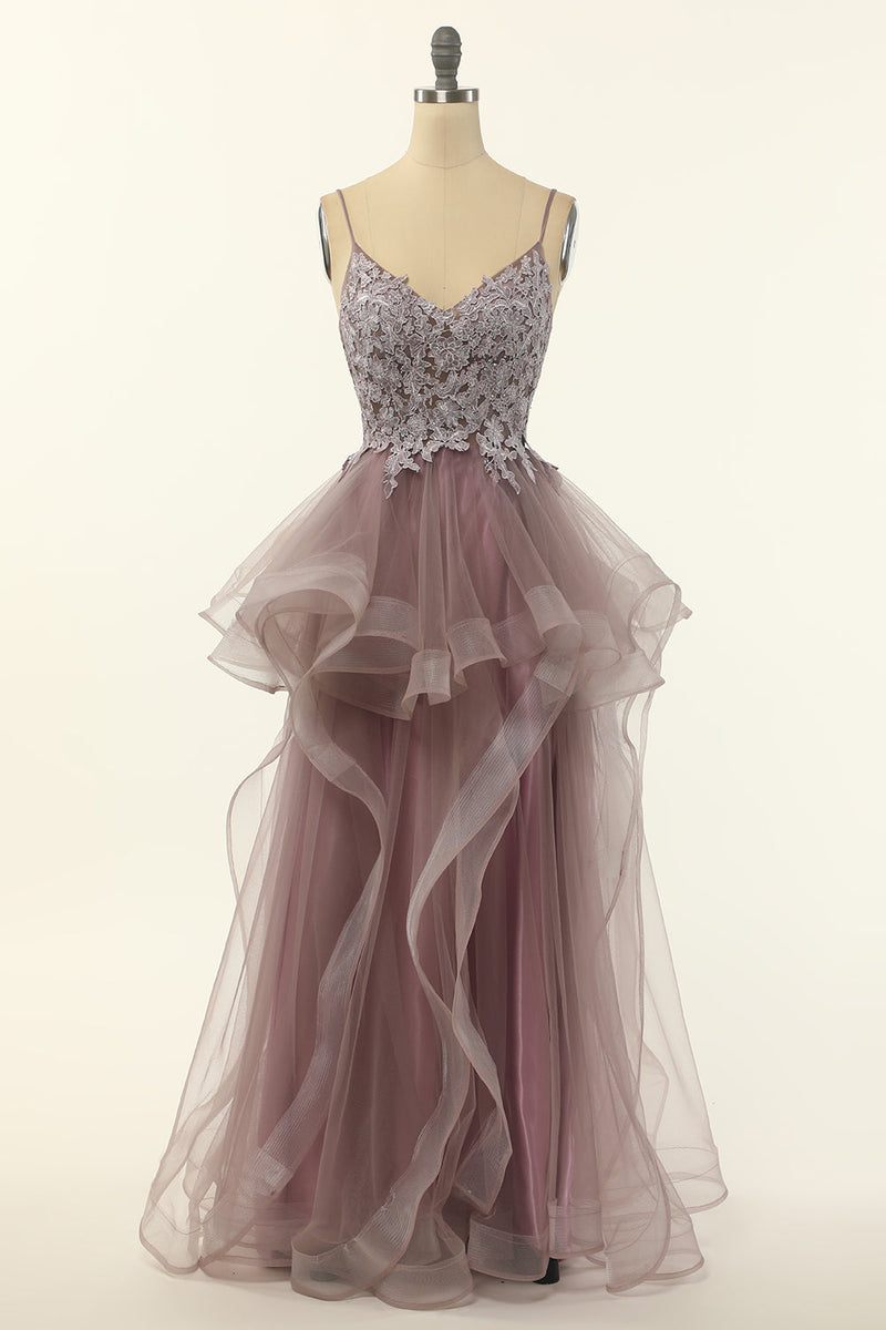 Load image into Gallery viewer, Tulle Appliques Prom Dress