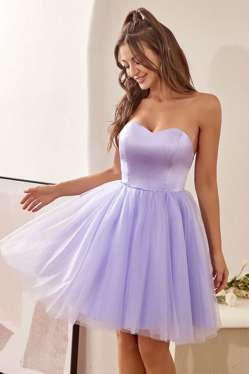 Load image into Gallery viewer, Sweetheart Purple A Line Graduation Dress