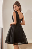 Black V Neck Graduation Dress