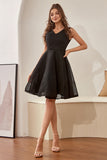 Black V Neck Graduation Dress