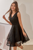 Black V Neck Graduation Dress