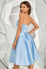 Load image into Gallery viewer, Sky Blue Strapless Graduation Dress