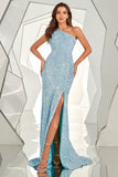 Sequined One Shoulder Mermaid Prom Dress