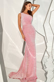 Sequined One Shoulder Mermaid Prom Dress