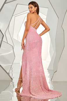 One Shoulder Sequined Mermaid Prom Dress