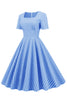 Load image into Gallery viewer, Stripes Short Sleeves 1950s Swing Dress