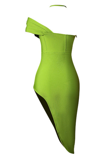 Green Halter Neck Bodycon Cocktail Dress