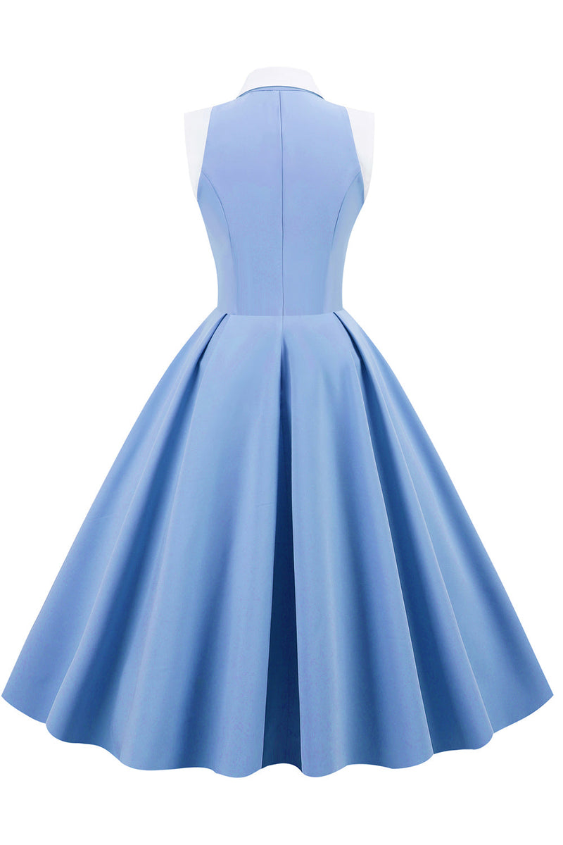Load image into Gallery viewer, Blue 1950s Vintage Swing Dress